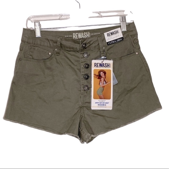 ✅ Rewash NY LA Super High Rise Casey Short  Sz 9 Olive Green - Picture 1 of 7